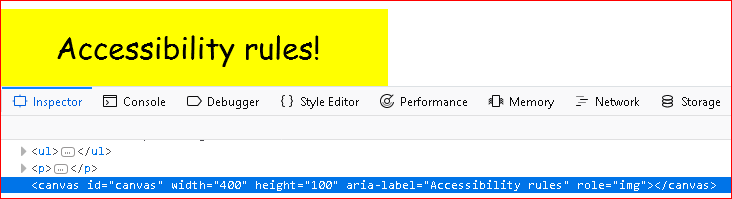 Accessibility rules aria-label in canvas tag.