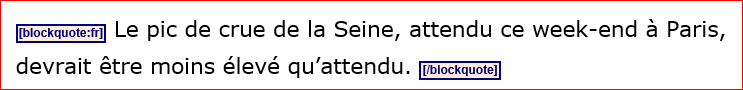 French language indicated for blockquote