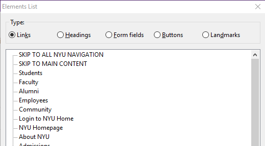 Links listed in dialog.