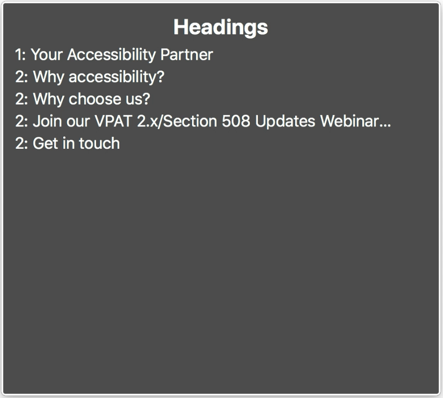 List of headings
