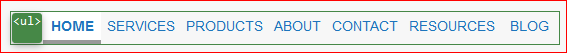 List container highlighted on page